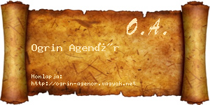 Ogrin Agenór névjegykártya